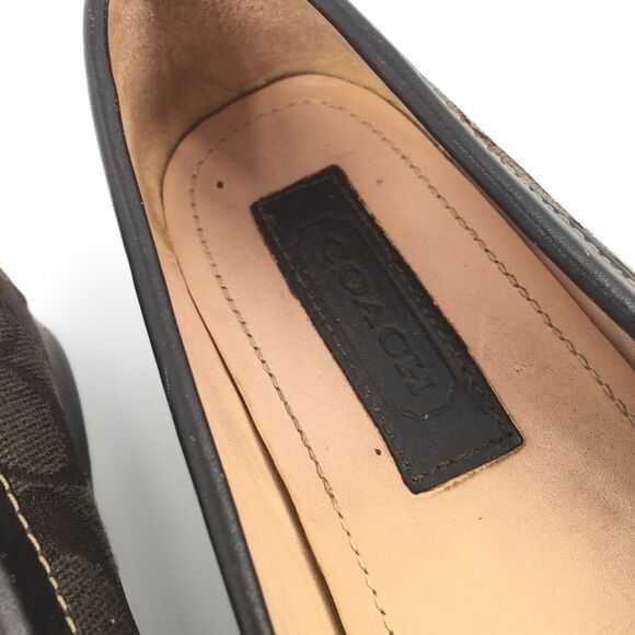 Coach Eve Horsebit Monogram Logo Driver Loafers 6.5 B Womens Brown Gold Slip On - Picture 7 of 11